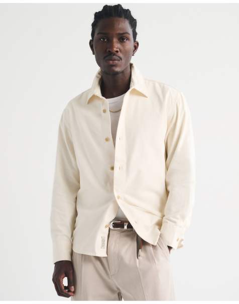 Abercrombie & Fitch Twill button-up shirt in cream - view 1