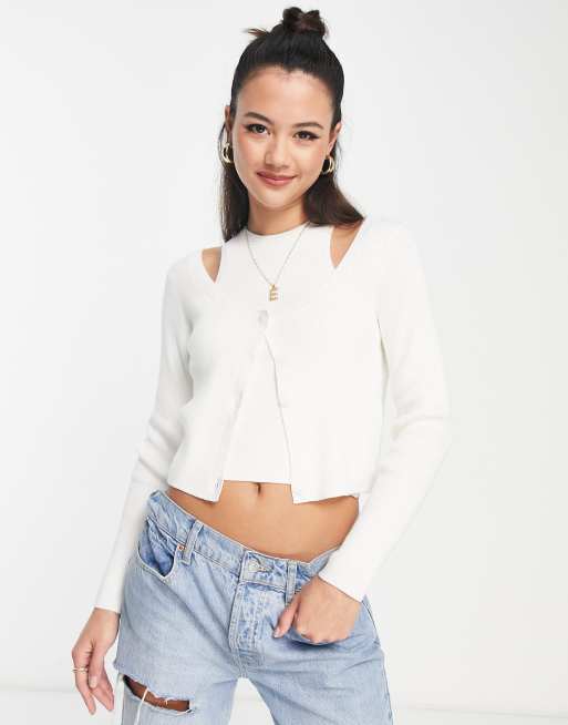 Abercrombie & Fitch - Twinset met tanktop en vest in crème 