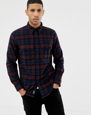 two pocket check flannel shirt slim fit 