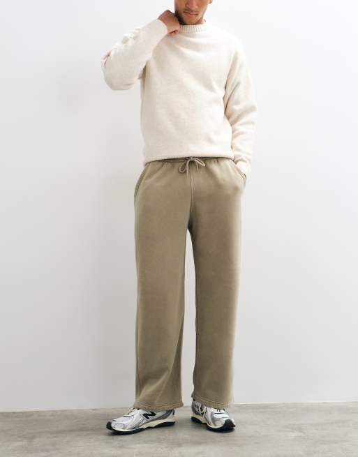 Abercrombie & Fitch ultra baggy joggers with open hem in stone, 2 of 5