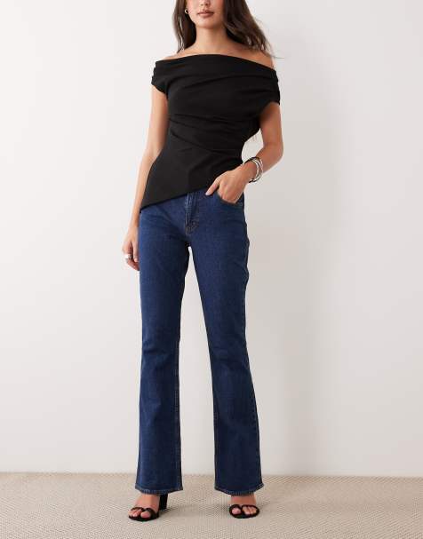 Abercrombie & Fitch ultra high rise 90s straight leg jeans in dark blue wash