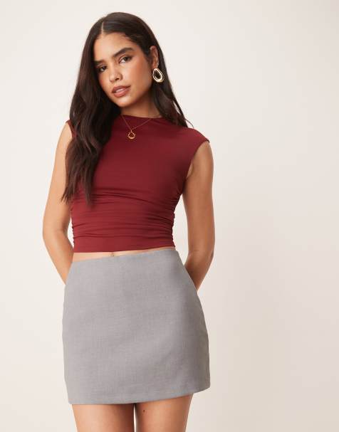 Abercrombie & Fitch ultra high rise mini skort in grey - view 1