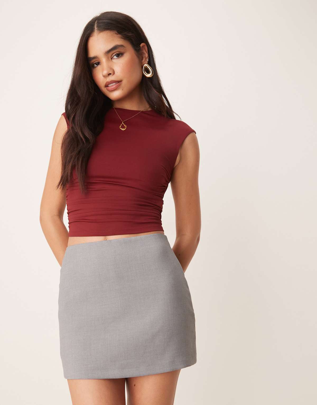 Abercrombie & Fitch ultra high rise mini skort in grey