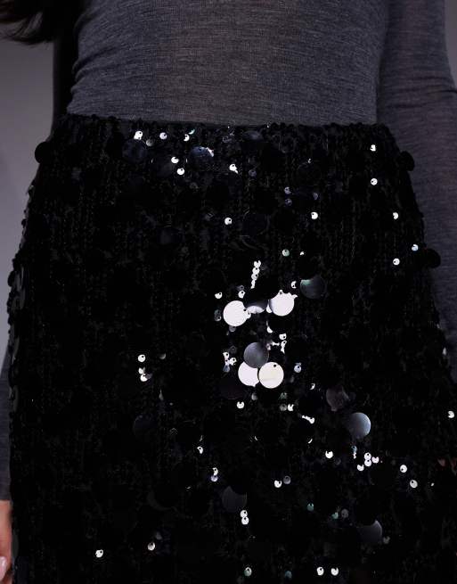 Abercrombie & Fitch ultra high rise scarlett skort in black sequins, 5 of 5