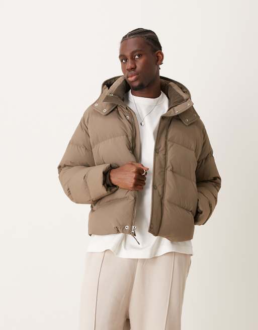 Abercrombie Fitch ultra hooded puffer jacket in beige ASOS