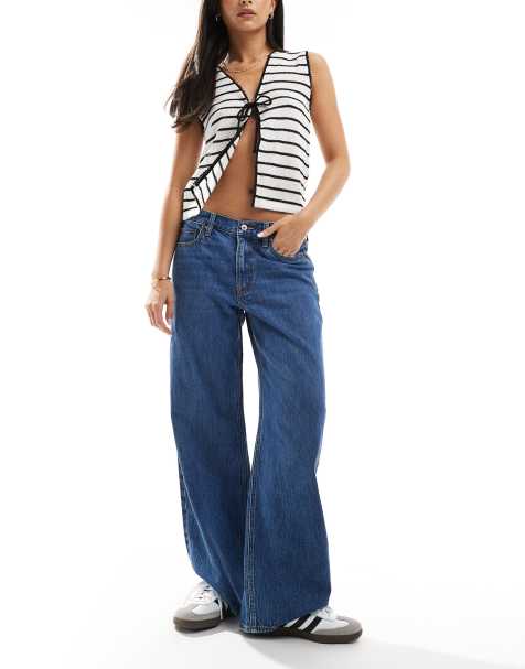 Abercrombie & Fitch ultra loose low rise jean in mid blue - view 1