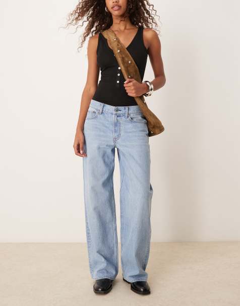 Abercrombie & Fitch ultra loose low rise jeans in light blue - view 1