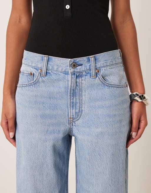 Abercrombie & Fitch ultra loose low rise jeans in light blue, 5 of 5