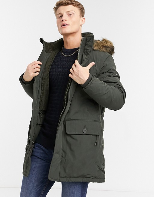 Abercrombie & Fitch ultra parka with hood in olive green