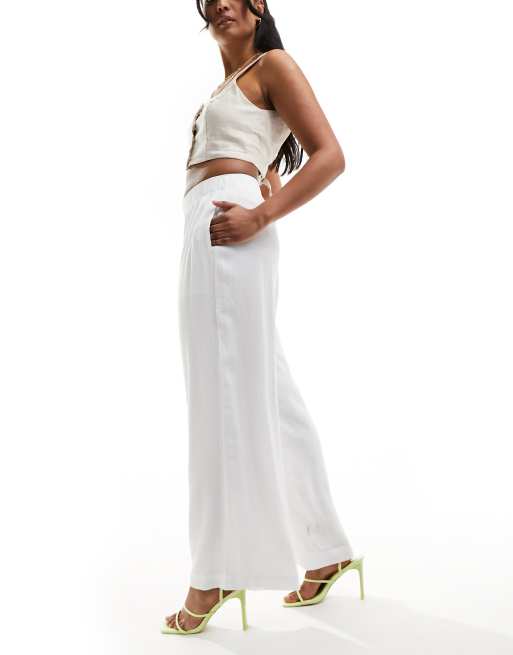 Abercrombie & Fitch ultra wide leg crinkle pants in white