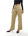[Abercrombie & Fitch] Abercrombie & Fitch ultra wide leg tailored pants in olive green W26 Olive Grey