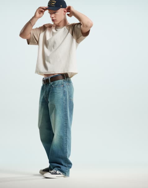 Abercrombie & Fitch - Ultrabaggy jeans met donkere vintagewassing - view 1