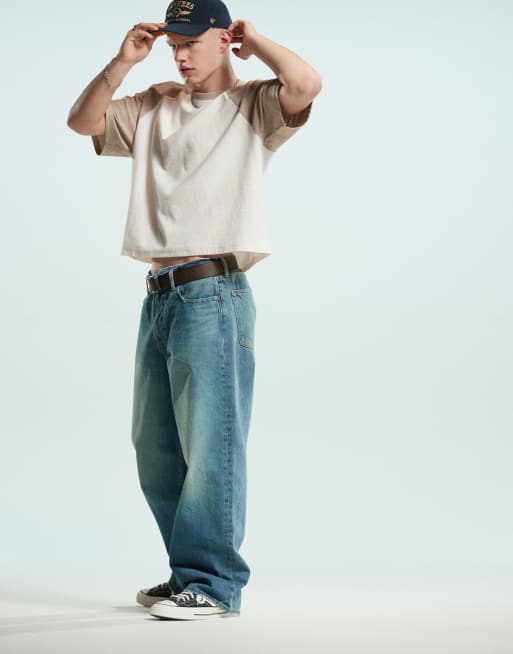 Abercrombie & Fitch - Ultraposede jeans i sort vintage-vask