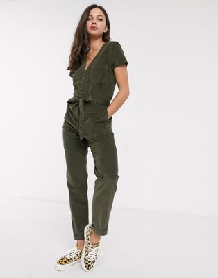Abercrombie & Fitch utility button up jumpsuit-Green