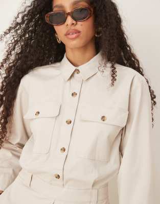 Abercrombie & Fitch utility detail skort dress in beige