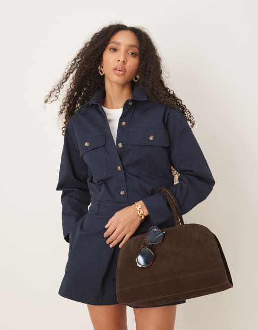 Abercrombie & Fitch utility detail skort dress in navy