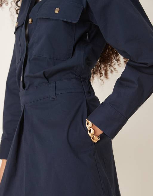 Abercrombie & Fitch utility detail skort dress in navy