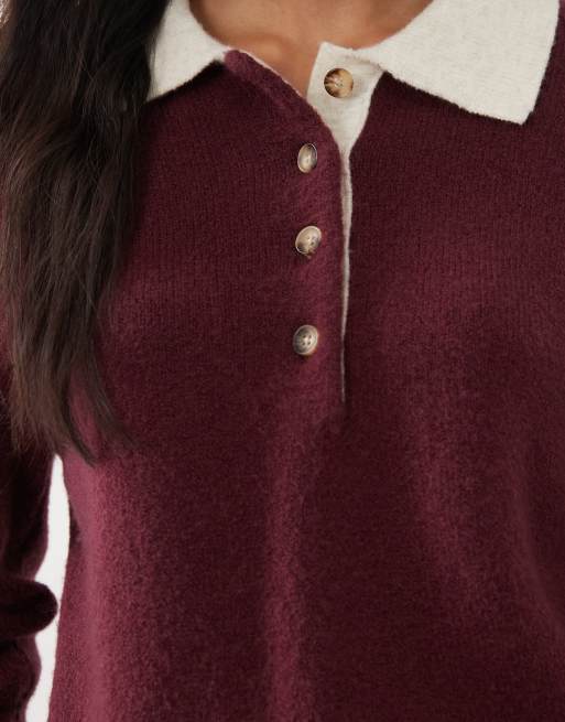 Abercrombie & Fitch v neck jumper in red, 3 of 4