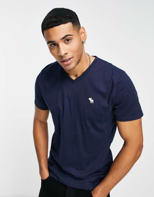 Abercrombie & Fitch v neck t-shirt in navy | ASOS