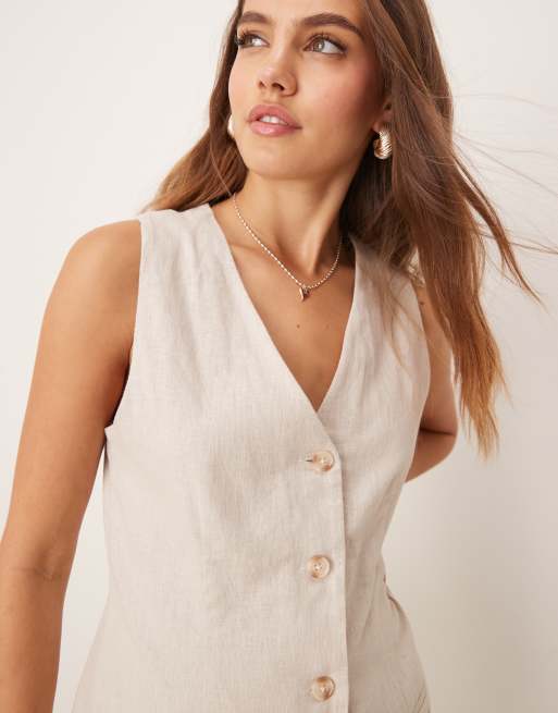 Abercrombie Fitch v neck tailored mini dress in stone ASOS