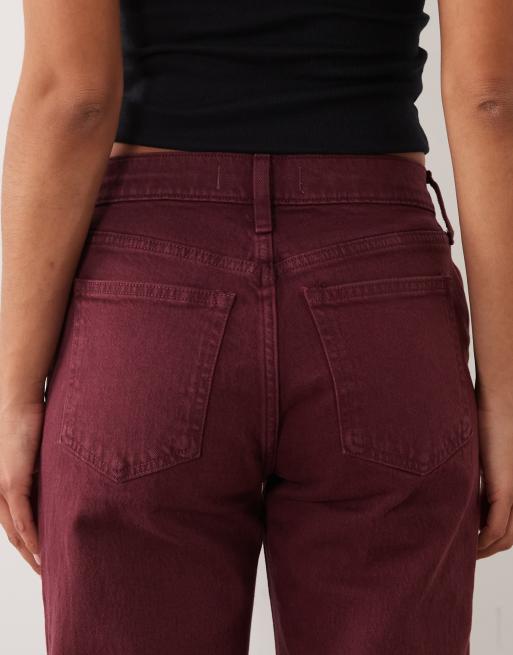 Abercrombie & Fitch vaqueros rectos holgados de estilo 90s en burdeos, 4 de 5