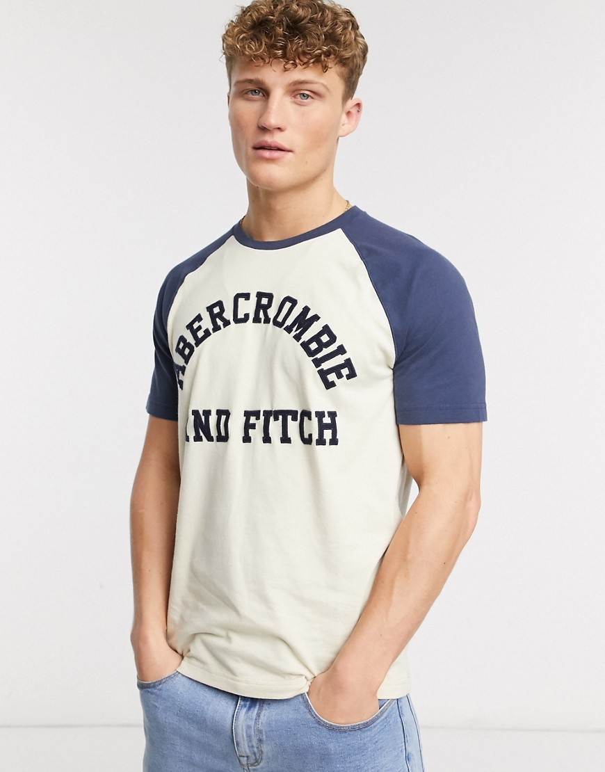 Abercrombie & Fitch varisty crew neck t-shirt in white