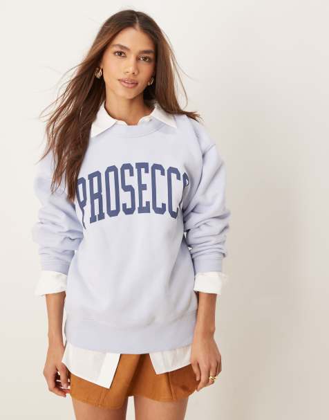 Abercrombie & Fitch varsity slogan crew neck sweat in blue - view 1
