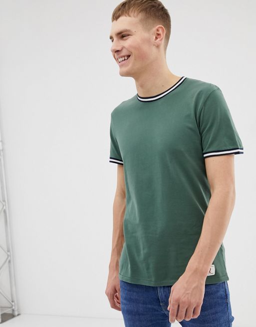 Abercrombie & Fitch Varsity Tipped Ringer T-Shirt in Green | ASOS
