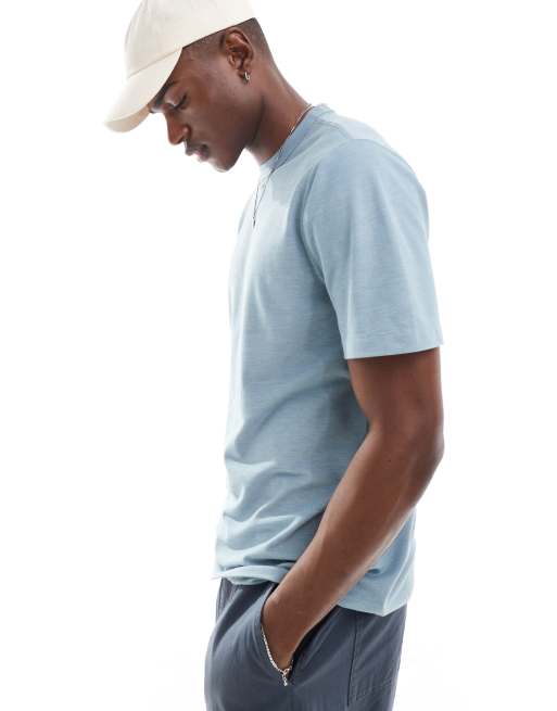 Abercrombie & Fitch - Verkoelend piqué T-shirt in lichtblauw