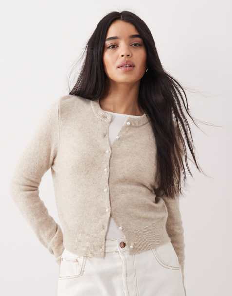 Abercrombie & Fitch - Vest met parelknopen in beige - view 1