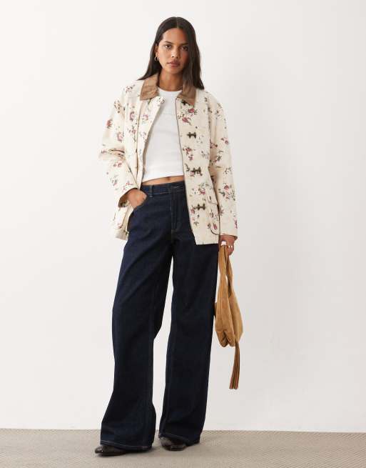Abercrombie & Fitch veste barn en sergé à fleurs crème, 2 de 4