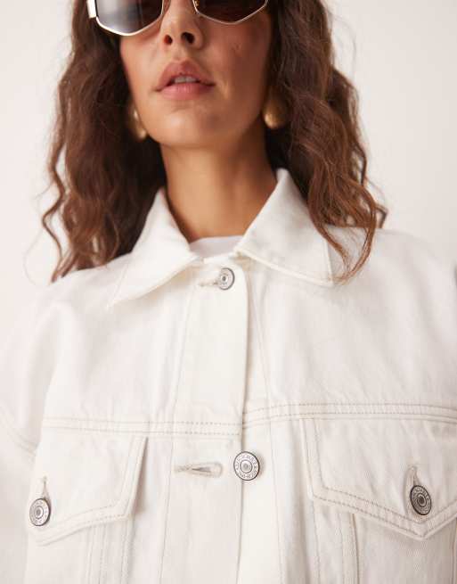 Abercrombie & Fitch - Veste camionneur en jean - Blanc, 3 de 4