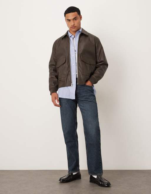 Abercrombie & Fitch - Veste courte coupe carrée en imitation cuir - Marron, 2 de 5