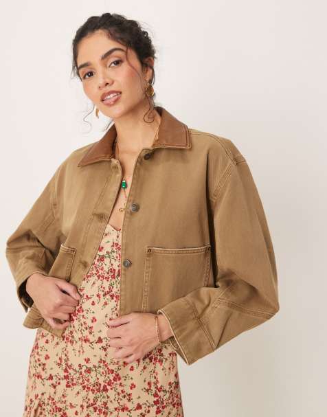 Abercrombie & Fitch - Veste de travail courte en jean - Beige - view 1
