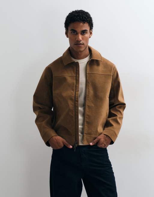 Abercrombie & Fitch veste zippée en daim synthétique marron clair, 3 de 5