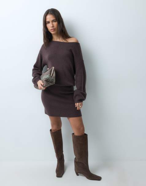 Abercrombie & Fitch vestido jersey de punto marrón - view 1