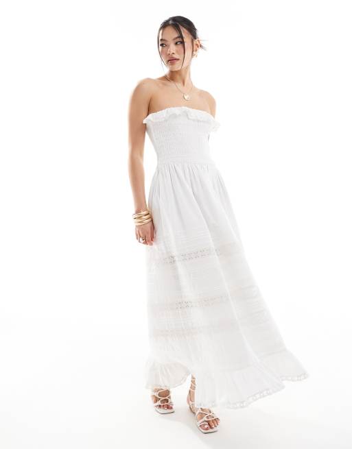 Vestito bianco senza spalline clearance