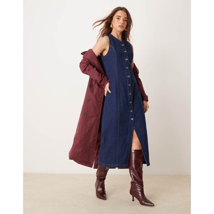 SHEIN Tall Vesto casual in denim con scollo a V, senza maniche e due