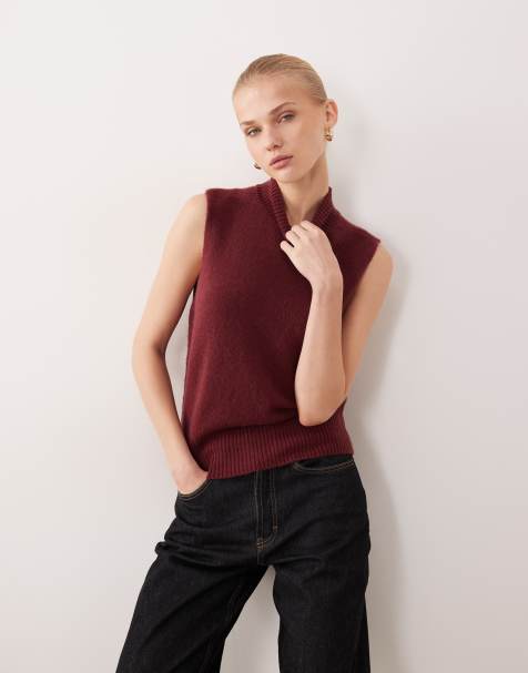 Abercrombie & Fitch – Vinröd tröjväst med halvpolokrage - view 1