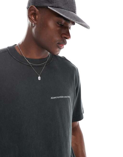 Abercrombie & Fitch – Vintage Blank – Hochwertiges Oversized-T-Shirt in schwarzer Acid-Waschung mit Vintage-Logo