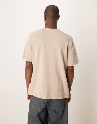 Abercrombie & Fitch vintage logo oversized fit t-shirt with back print in grey acid wash