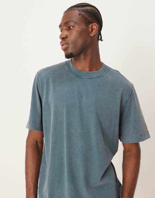 Abercrombie & Fitch – Vintage-T-Shirt in grauer Acid-Waschung