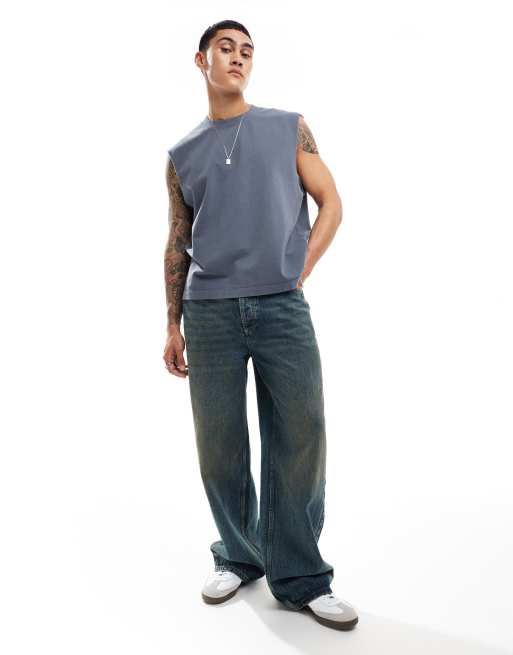 Abercrombie & Fitch vintage tank in dark grey blue