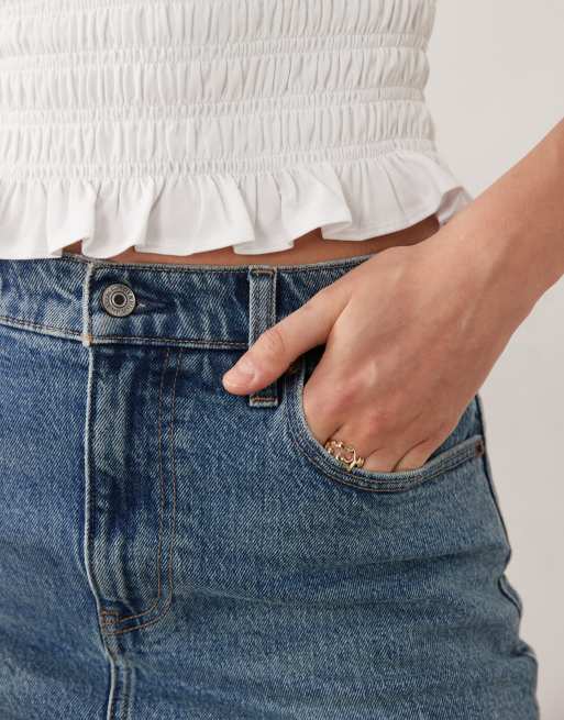 Abercrombie & Fitch – Vintageblå jeansskort i minilängd, 5 av 5