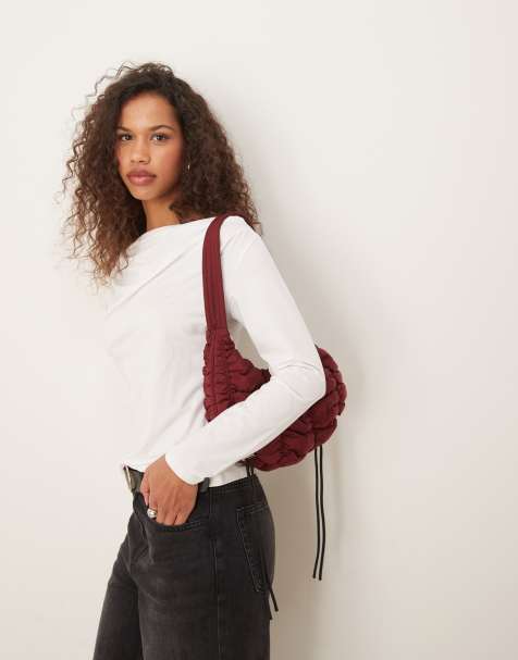 Abercrombie & Fitch – Vit, långärmad topp med rak halsringning - view 1