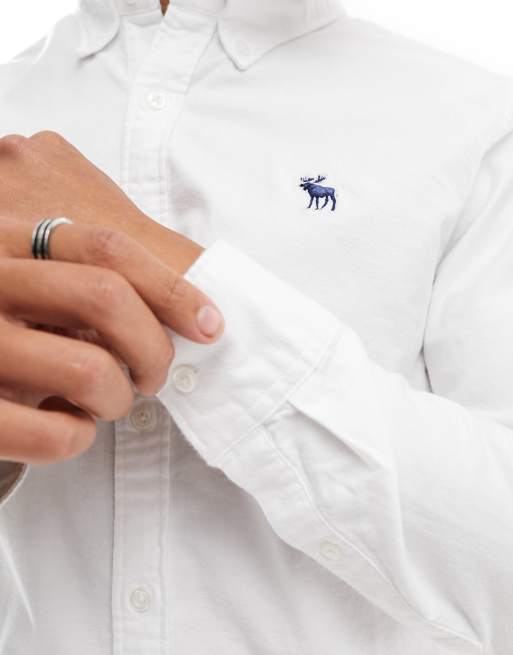Abercrombie & Fitch – Vit oxfordskjorta med klassisk logga, 3 av 4
