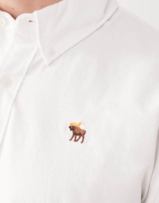 Abercrombie & Fitch – Vit oxfordskjorta med klassisk logga, 5 av 5