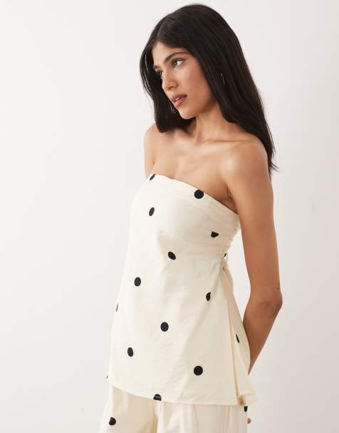 Abercrombie & Fitch – Vit, prickig, lång bandeau-topp, del av set - view 1