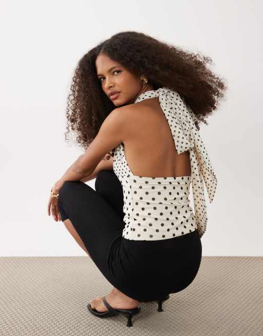 Abercrombie & Fitch – Vit, prickig topp i mesh med djup urringning, 4 av 4