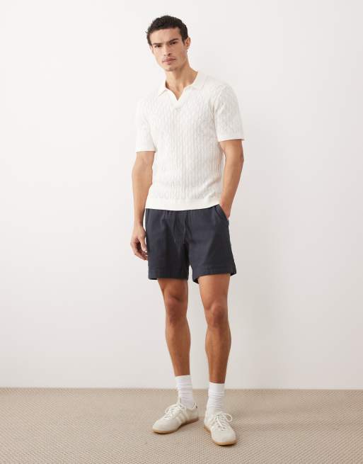 Abercrombie & Fitch – Vit, stickad pikétröja med korta ärmar, 2 av 5